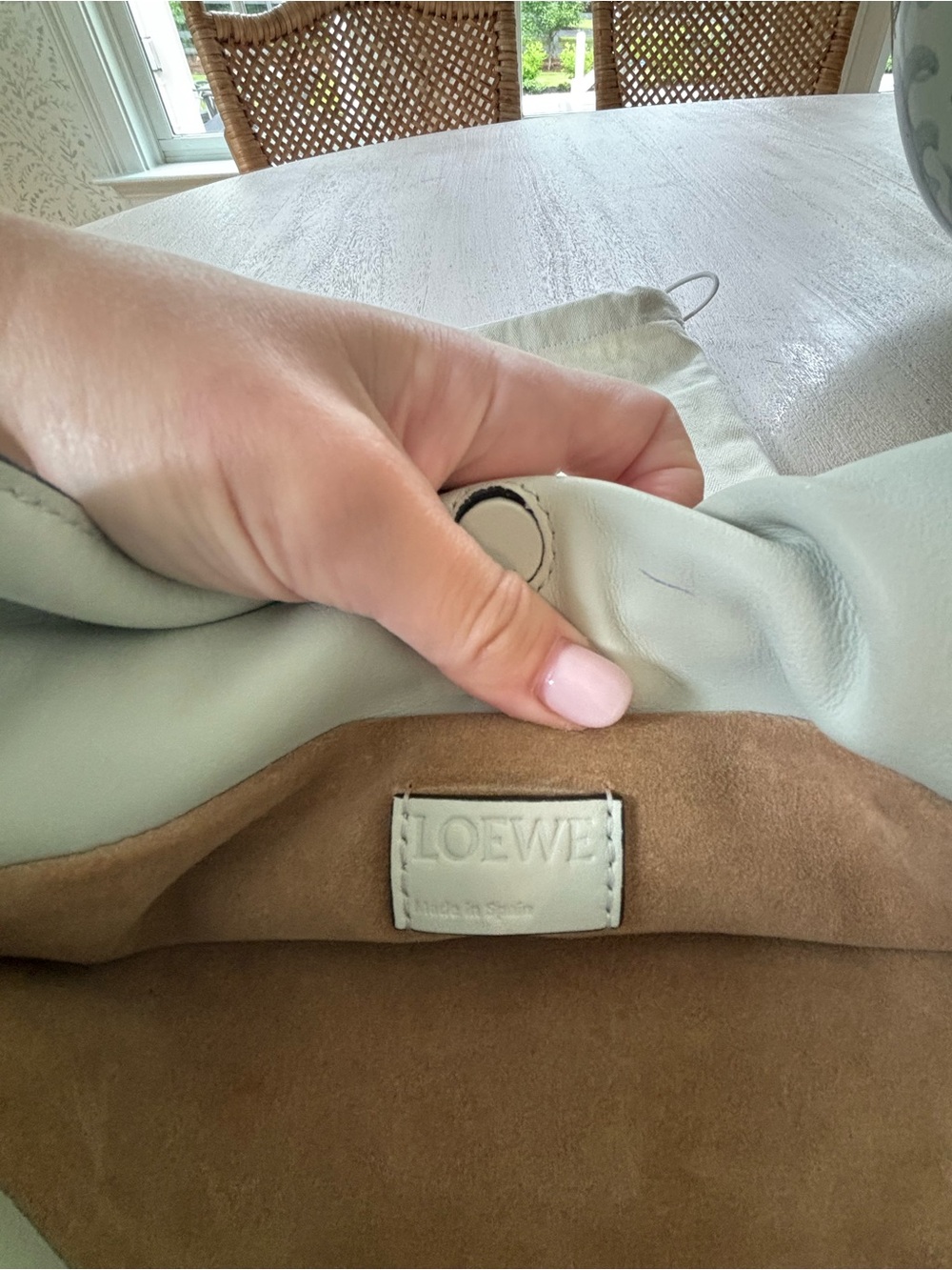 Loewe Mini Flamenco Light Celadon/grey/mint Leather Knot Clutch - Picture 8 of 10